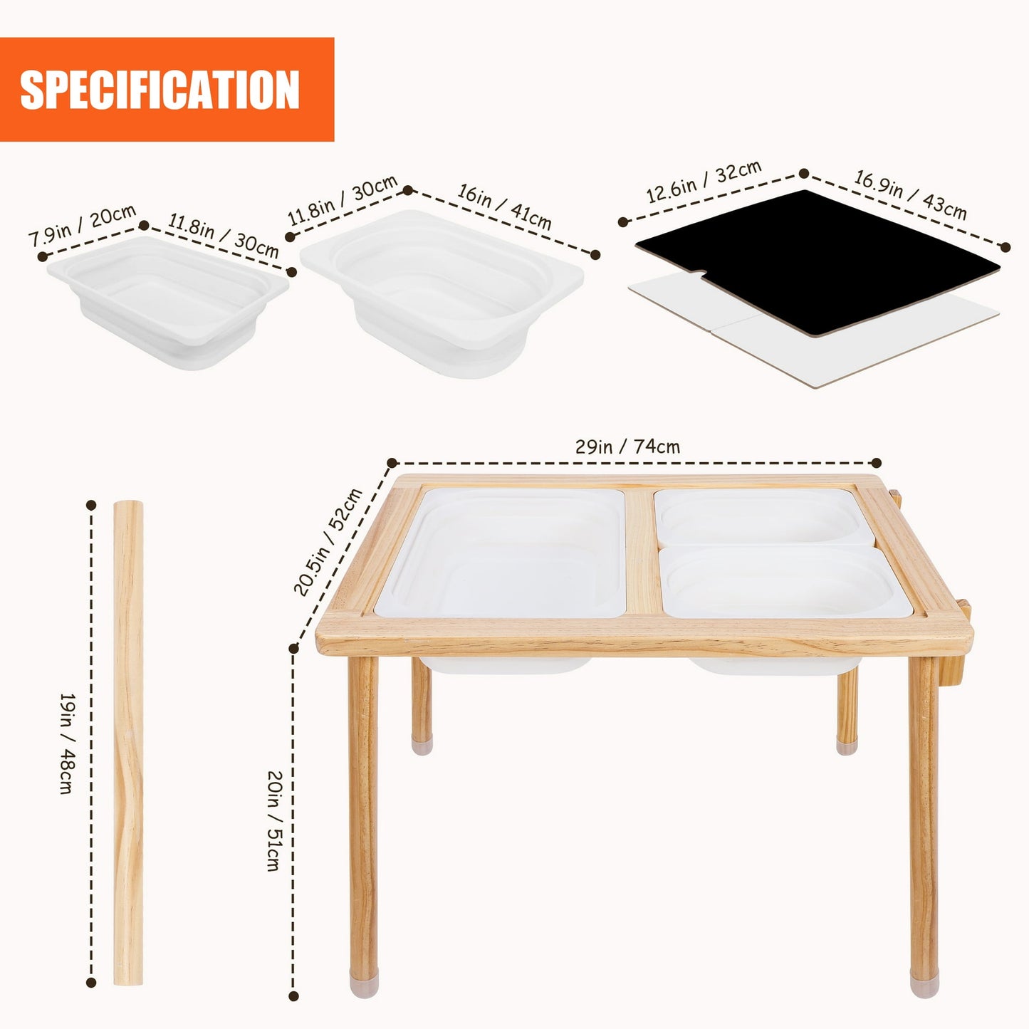 Kids Sensory Table, Wood Toddler Activity Table With Block Lid And Storage For Play Study Dining,Kid Table For Toddlers Age 3-5,Gifts For Birthday Christmas