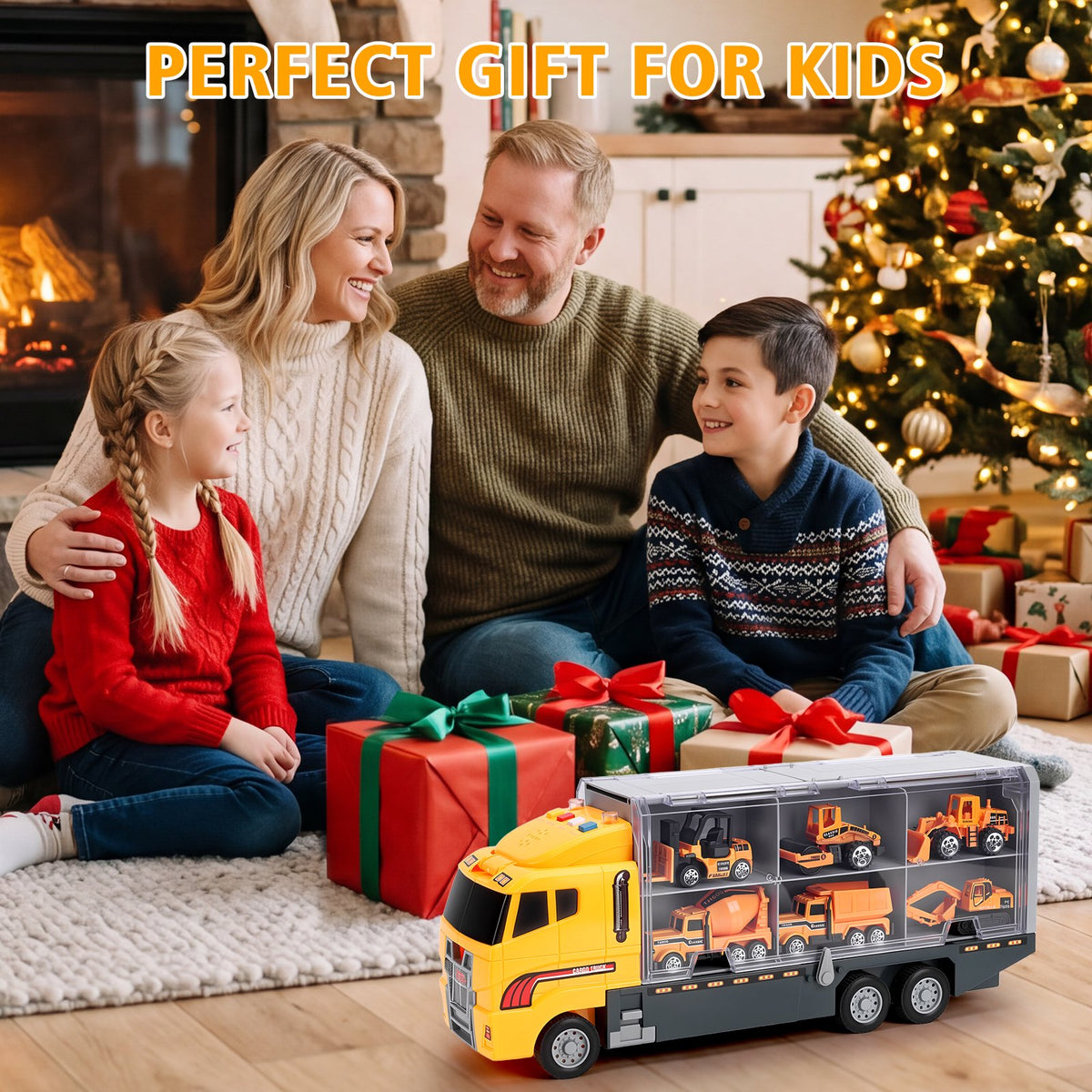 Construction Truck Toys for Toddler Boys Agees 2-8, Boy Construction Toy Truck Set with 6 Metal Construction Cars-Excavator, Road Roller, Dump Truck, Cement Truck, Forklift, Loader,Kids Gifts