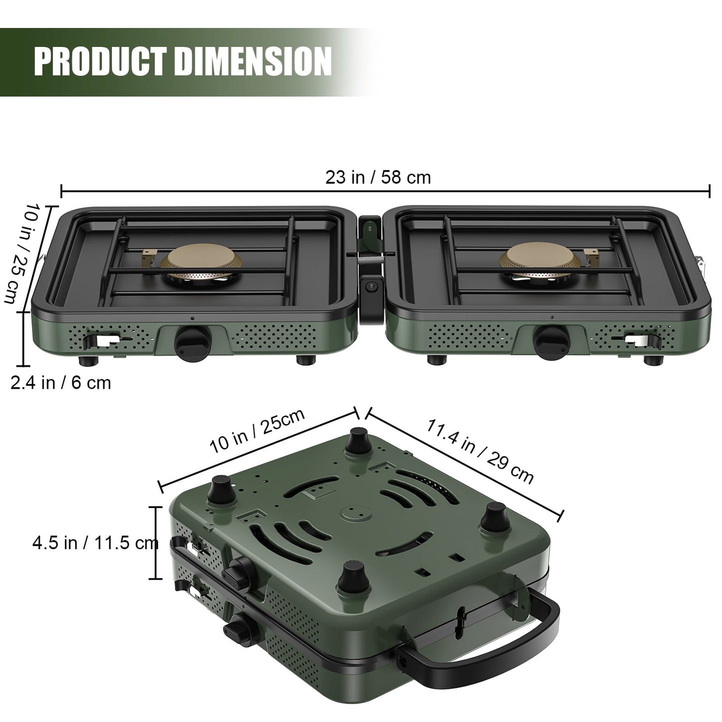 Upgraded 2 Burner Propane Camping Stove, Foldable Camp Stove With 17,000 Btu, Two Adjustable Burners With Connection Pipe & Easy Carrying Handle Bag, Portable Stove For Camping, BBQ