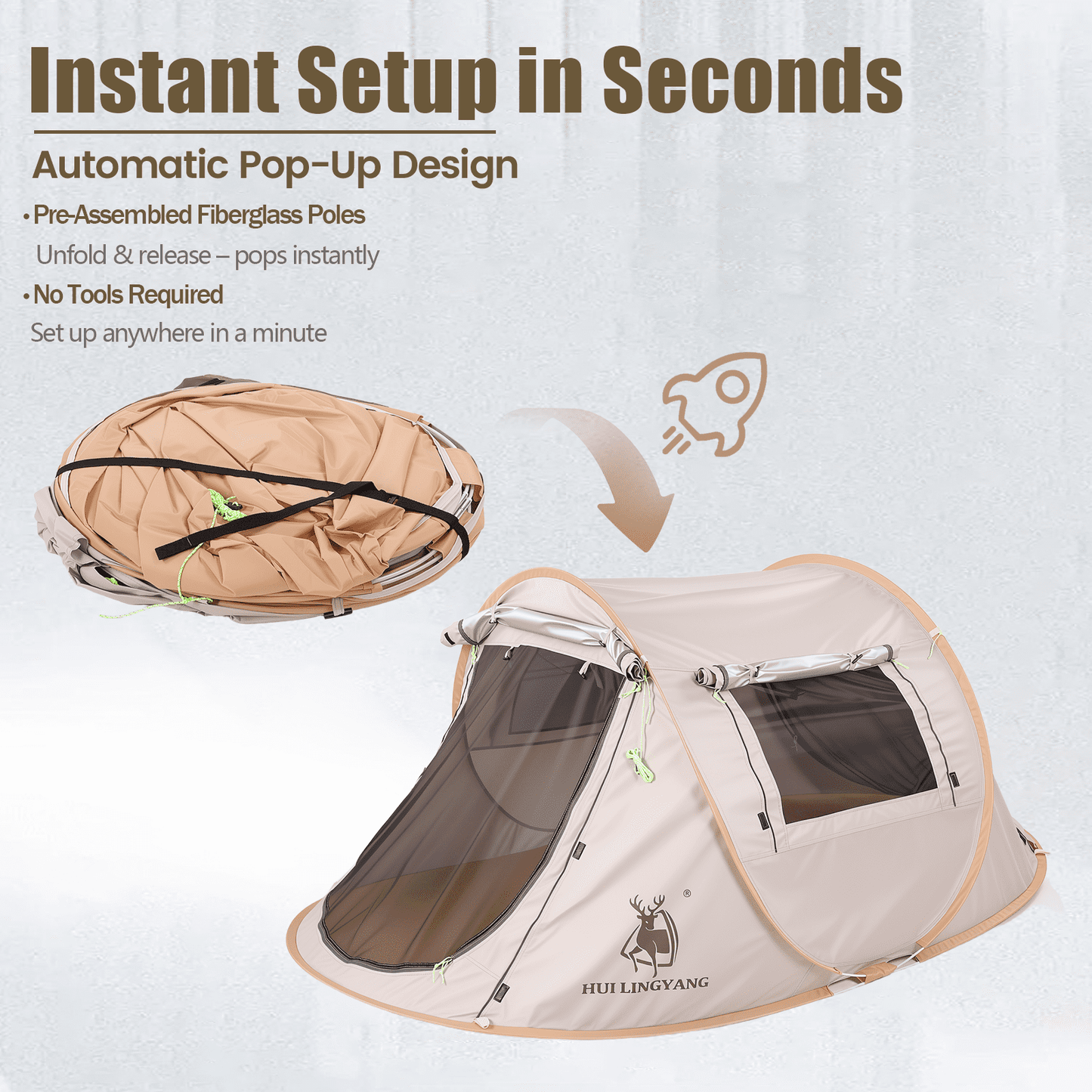 Camping Tent 4 Person Tent Instant Tent for Camping with Waterproof, Windproof, Carry Bag,Lightweight for Camping, Backpacking & Hiking Family Outdoor