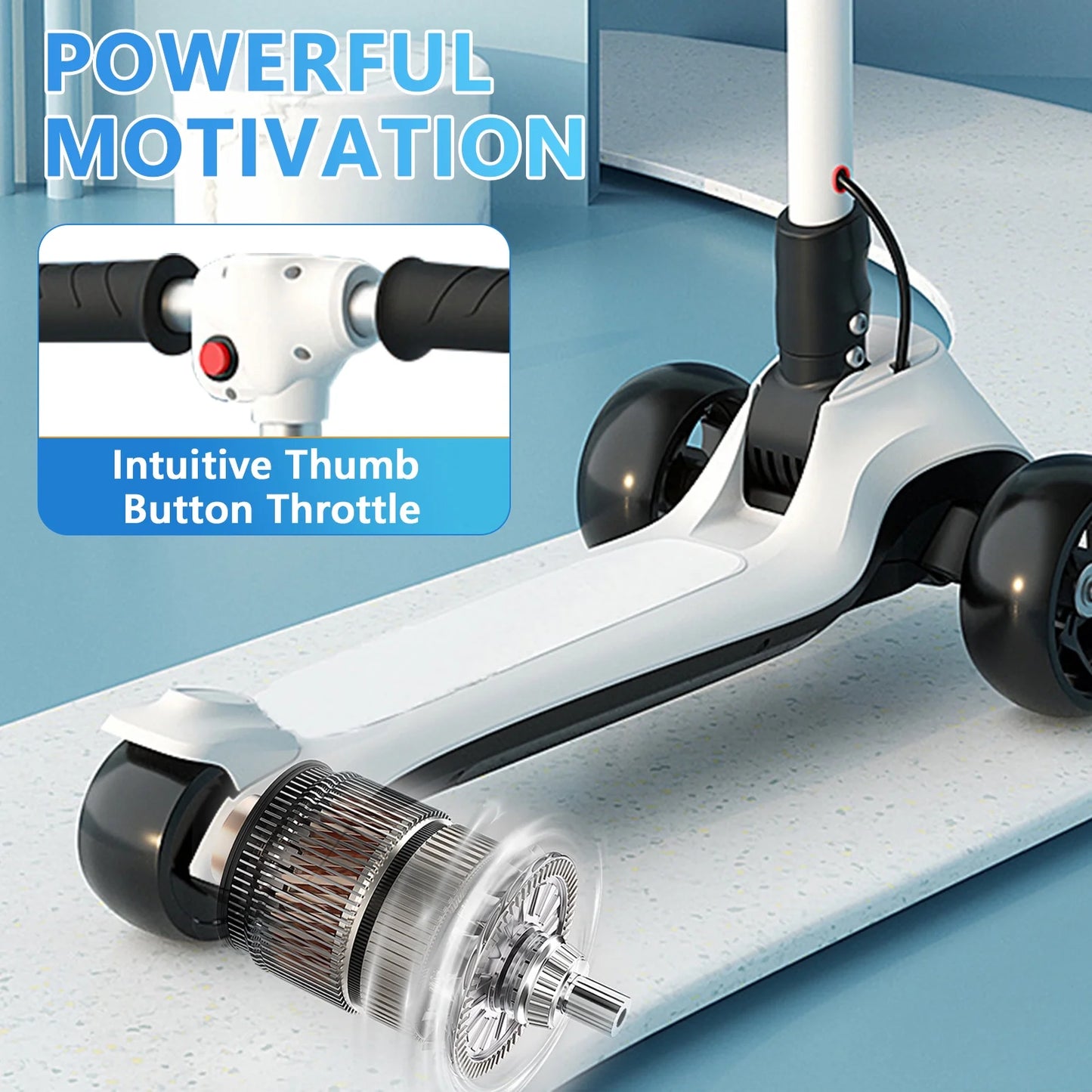 Powered Assisted Electric Scooter Electric 3 Wheel Scooter For Kids Adjustable Height Foldable Powered Assisted Electric Scooter With Light Up 3 Wheels For Toddler