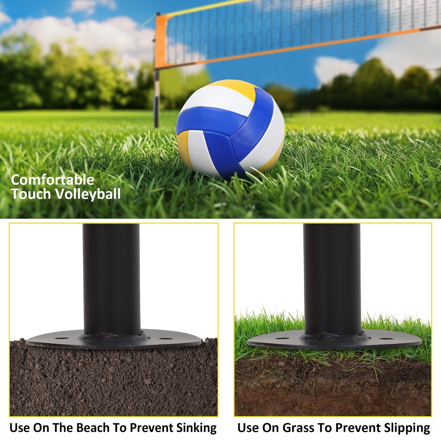 Heavy Duty Volleyball Net Outdoor With Anti-Sag System, Adjustable Aluminum Poles, Professional Volleyball Nets Set For Backyard And Beach, Volleyball And Carrying Bag