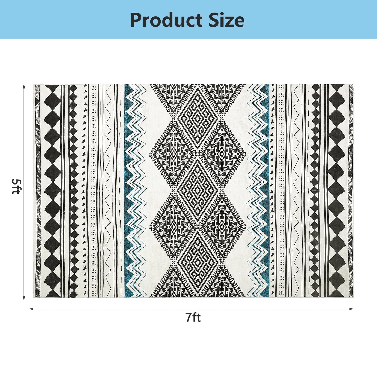 Modern Area Rug 5x7 Non Slip Hallway Runner Rug, Low Pile Machine Washable Rugs for Entryway, Hallway, Kitchen And Corridor,Light Blue Brown
