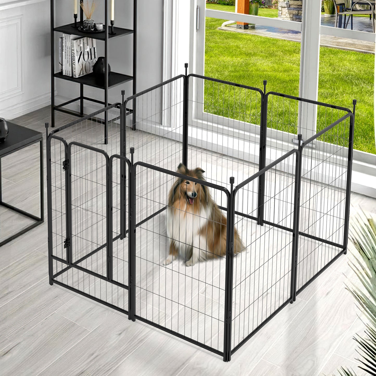 Dog Playpen Outdoor 8 Panels 40" Height Heavy Duty Metal Pet Fence Barrier Foldable Indoor Dog Fences and Pens for Large/Medium/Small Dogs