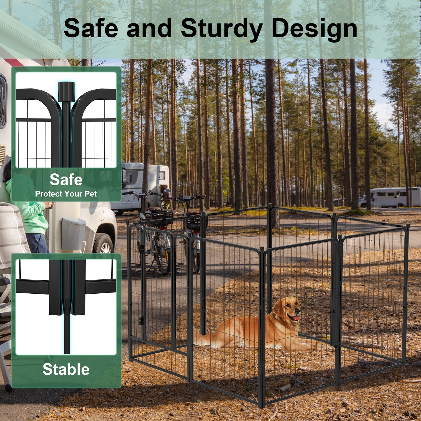 Dog Playpen Outdoor 8 Panels 40" Height Heavy Duty Metal Pet Fence Barrier Foldable Indoor Dog Fences and Pens for Large/Medium/Small Dogs