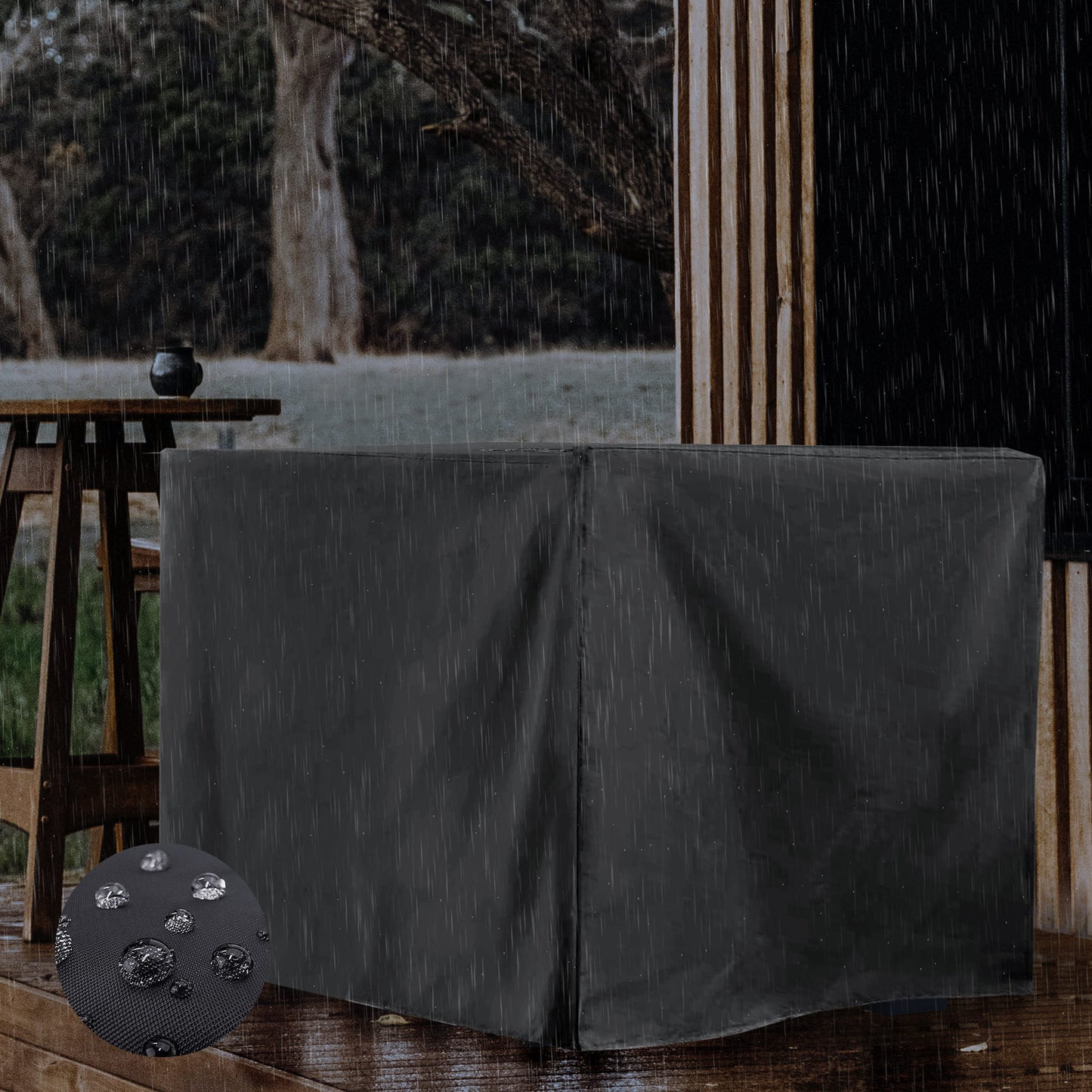 44 Inch Propane Gas Fire Pit Table, 50000 BTU 2-in-1 Fire Pit with Lid and Lava Rock & Waterproof Cover and Tables,Black