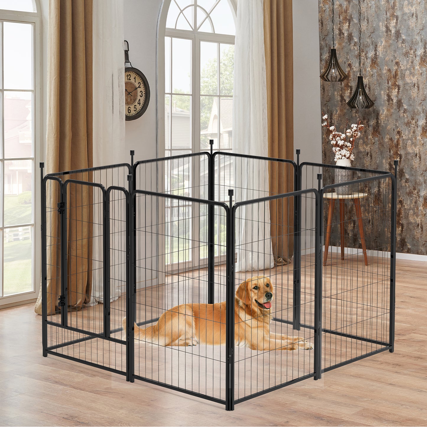 Dog Playpen Outdoor 8 Panels 40" Height Heavy Duty Metal Pet Fence Barrier Foldable Indoor Dog Fences and Pens for Large/Medium/Small Dogs