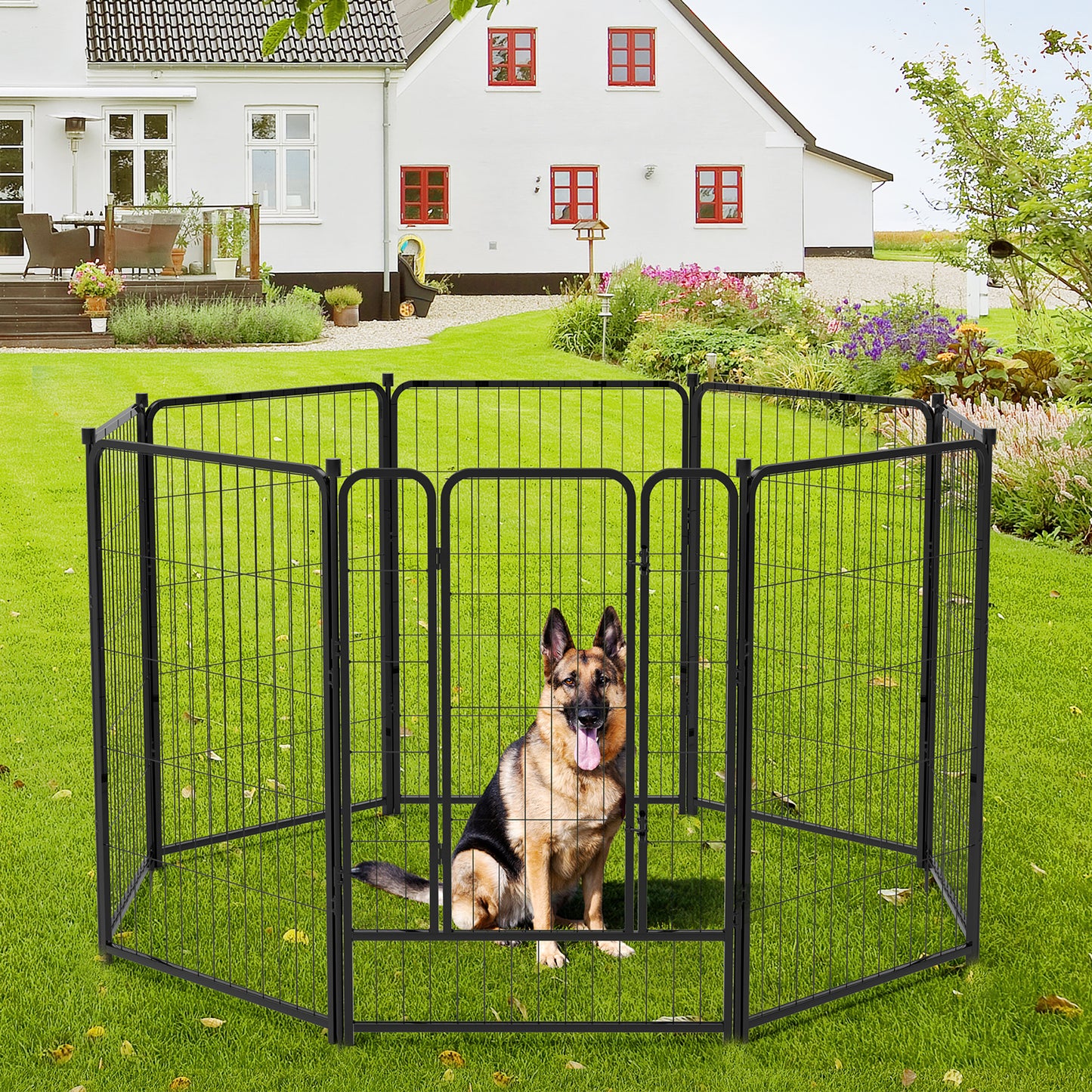 Dog Playpen Outdoor 8 Panels 40" Height Heavy Duty Metal Pet Fence Barrier Foldable Indoor Dog Fences and Pens for Large/Medium/Small Dogs