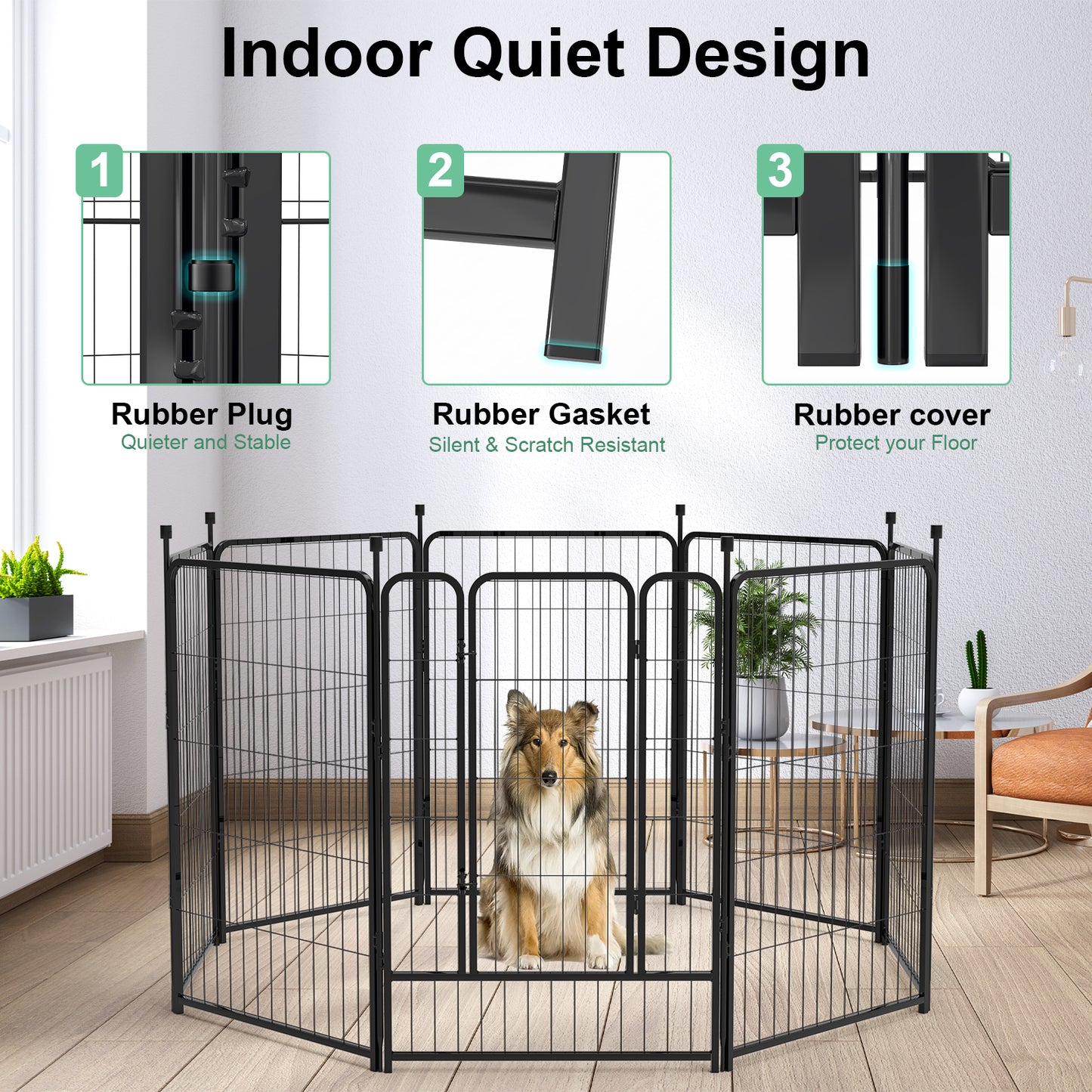 Dog Playpen Outdoor 8 Panels 40" Height Heavy Duty Metal Pet Fence Barrier Foldable Indoor Dog Fences and Pens for Large/Medium/Small Dogs