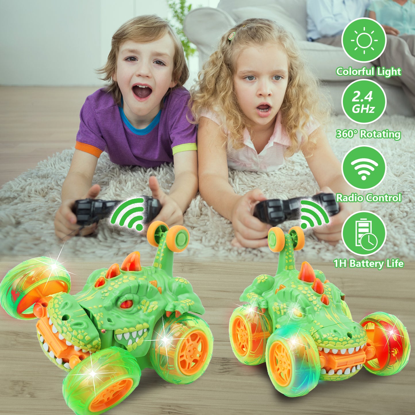 DOMQGA Stunt Rc Car,2.4GHz Remote Control Car for Kids Wheels Lights & 360° Flips,for Boys Girls Birthday Chritmas Gift