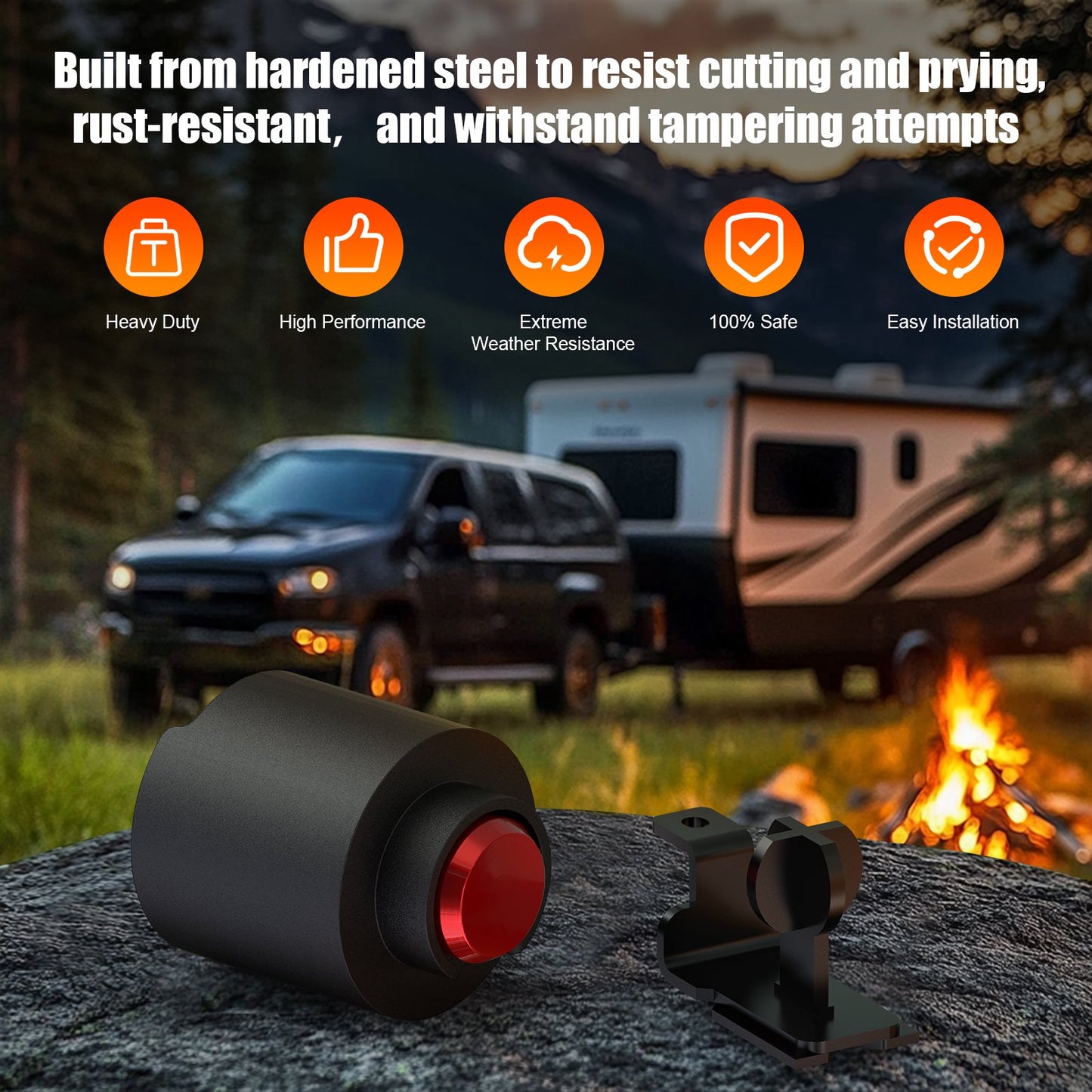 Trailer Lock Fits 2-5/16 Inch Couplers, Secures Safety Chains Anti-Theft Ball Hitch Lock, Pry-Resistant & Heavy-Duty Trailer Hitch Locks For Rv Camper Trailer Truck Pickup Boats