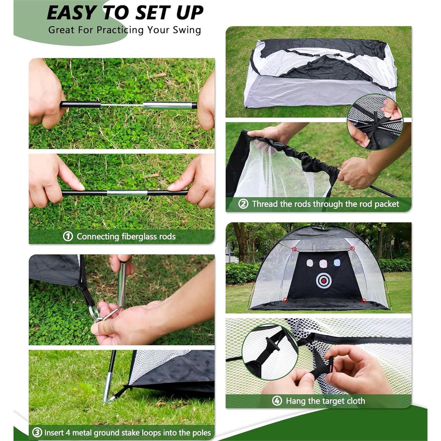 Heavy Duty Golf Practice Net, 9.84x6.56ft Golf Swing Net with Golf Mat, All in 1 Home Golf Net Golf Hitting Training Aids Net with Target Balls Carry Bag for Backyard Driving Chipping Swing Training