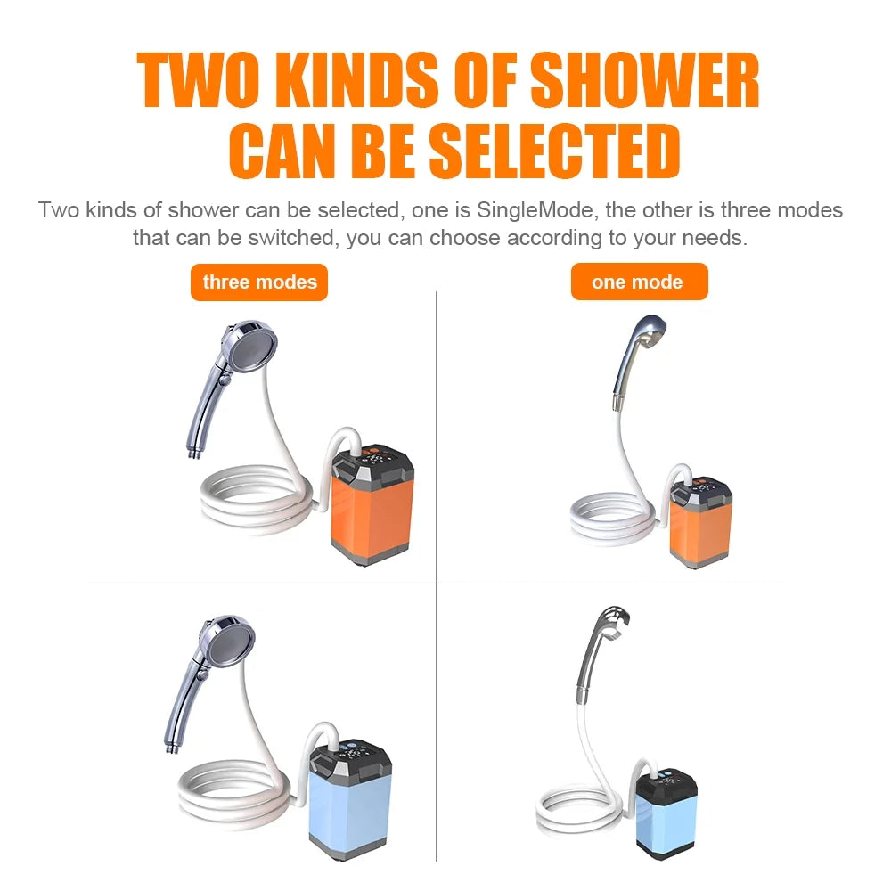 Digital Display Bathe Tool Portable Cordless Camping Shower Outdoor Electric Shower Pump Rechargeable Shower Large Capacity Hiking Traveling Shower Digital Display Bathe Tool