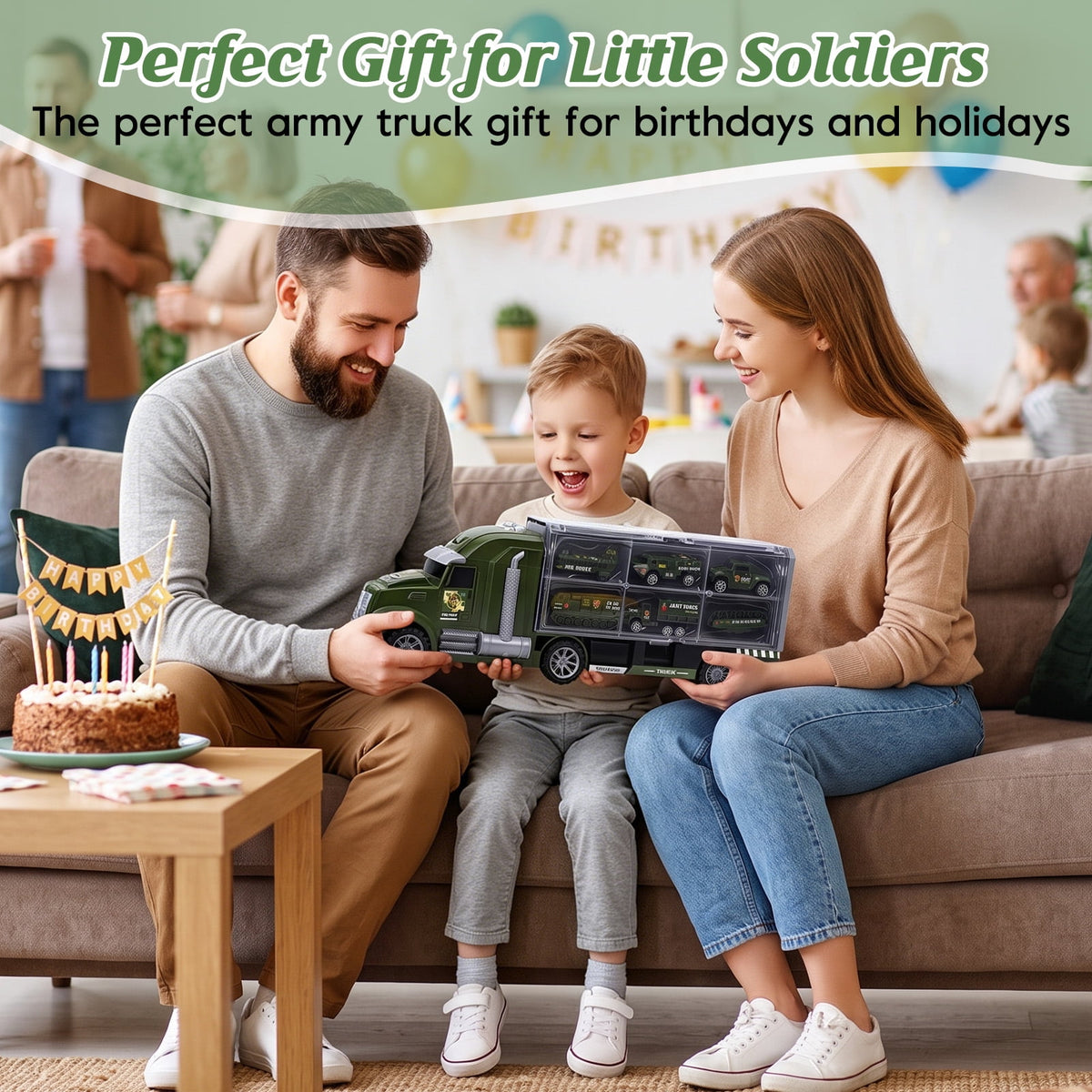 25 in 1 Die-cast Military Army Play Vehicle Set, Vehicles with Sounds and Lights in Carrier Truck, Push and Go Car Toy, Kids Christmas Birthday Gifts for 3 4 5 6 Years Old Boys