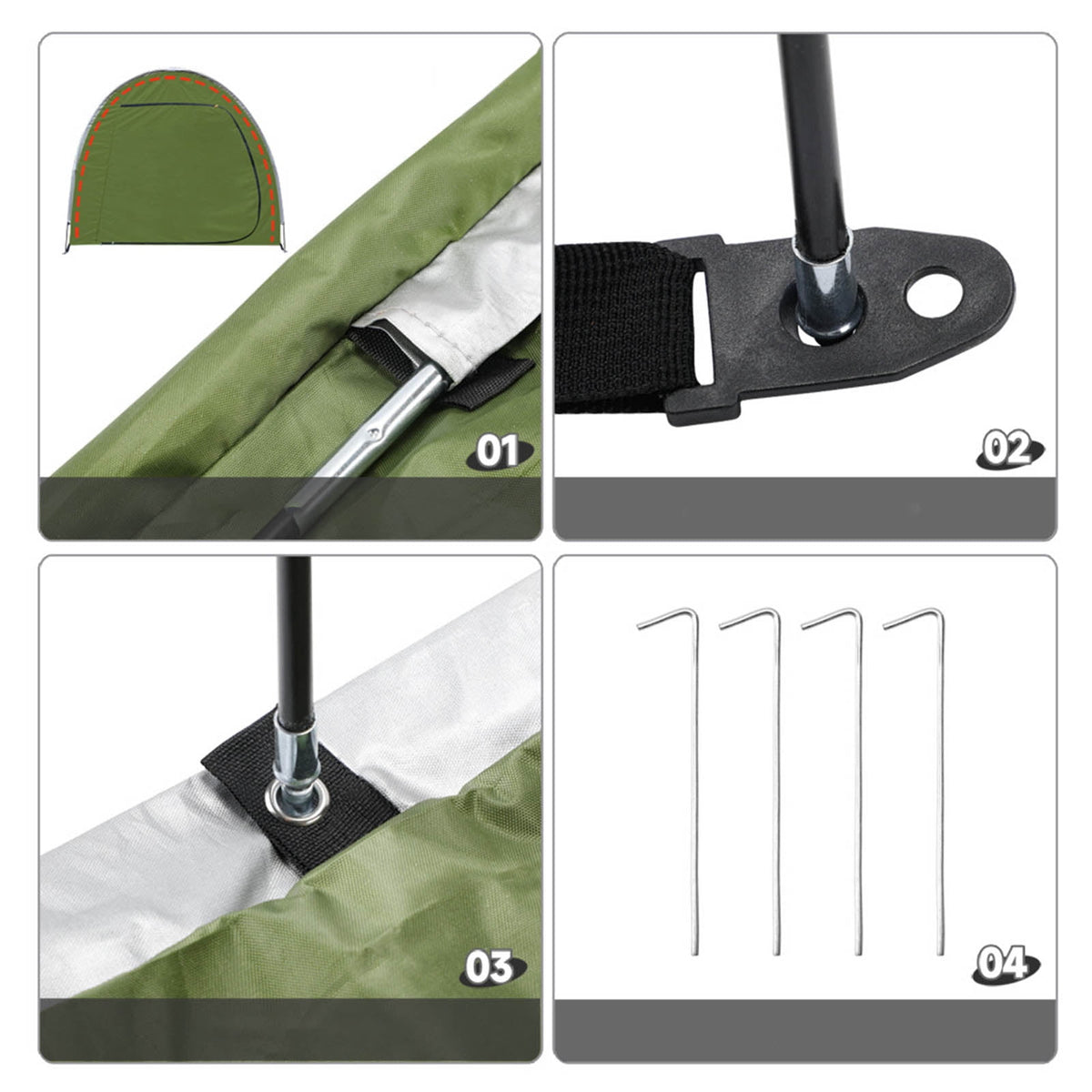 Bike Storage Tent for Outdoor, 4 to 5 Bikes, Portable Floor Storage Shed with Ventilated Window, Waterproof for Bicycle, Motorcycle & Garden Tools