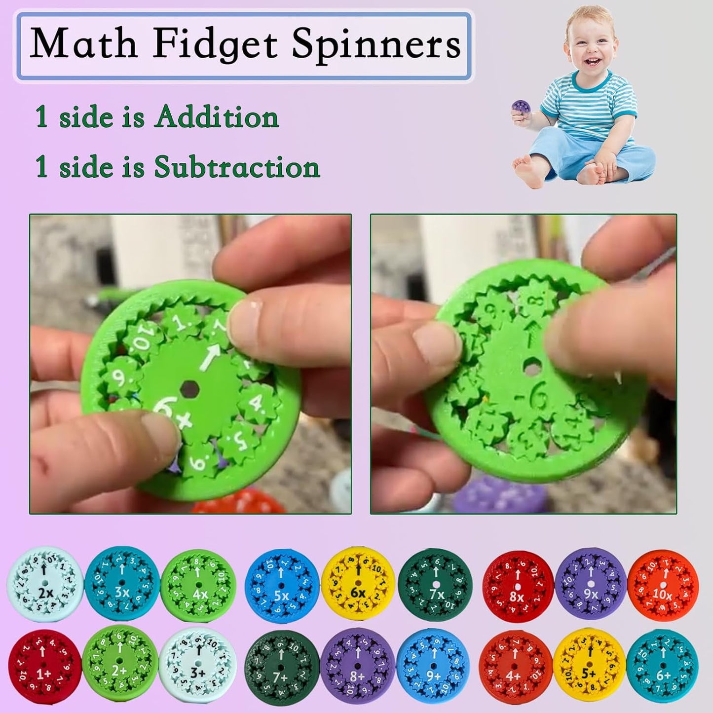 Math Fidget Spinners, Math Fact Fidget Spinners, Math Facts Fidget Spinners, This Is for All The Stimmers - Fidgeters Who are Learning Math, Division and Multiplication on One Fidget(18pcs)