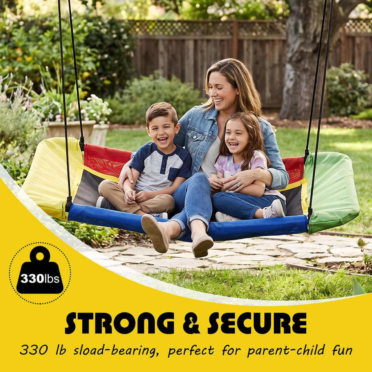 Rectangle Platform Tree Swing for Kids Adults, Outdoor Giant Swing, 900D Oxford Waterproof Flat Swings with Adjustable Straps