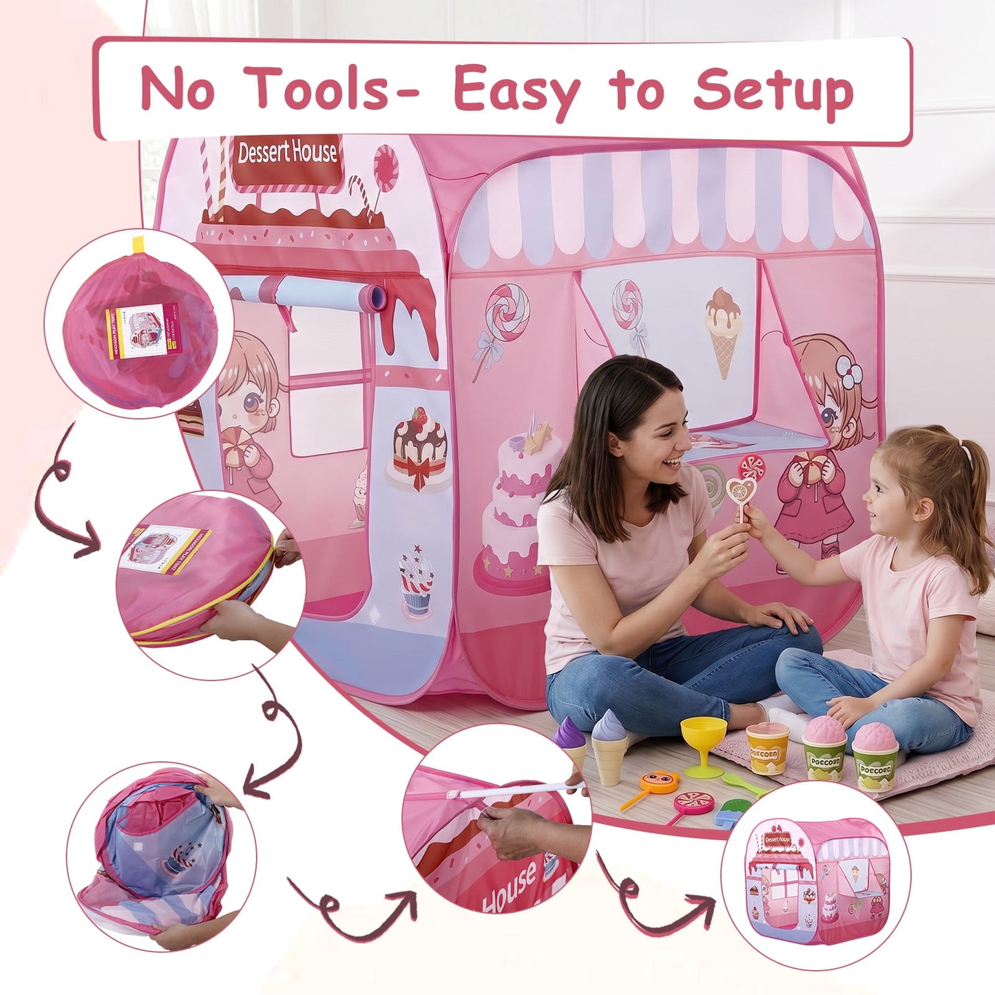 Crtynell Pop Up Play Tent, Indoor Outdoor Playhouse for Toddlers and Preschool Kids 3-6 Years Old