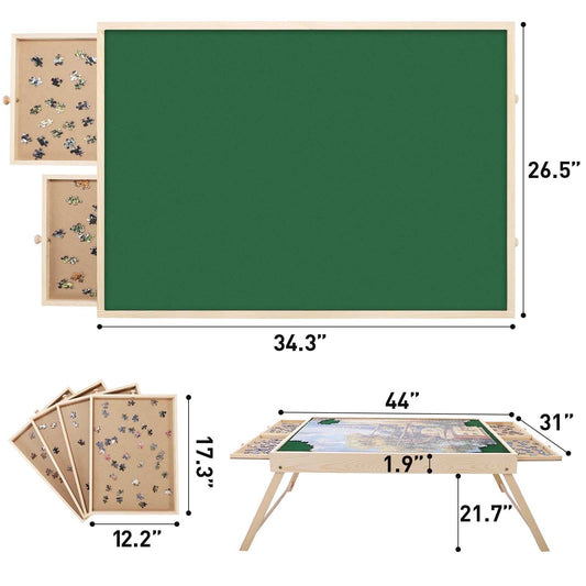 1500 Piece Puzzle Board, 34x26 Inch Wooden Puzzle Table,Portable Puzzle Tables for Adults and Kids