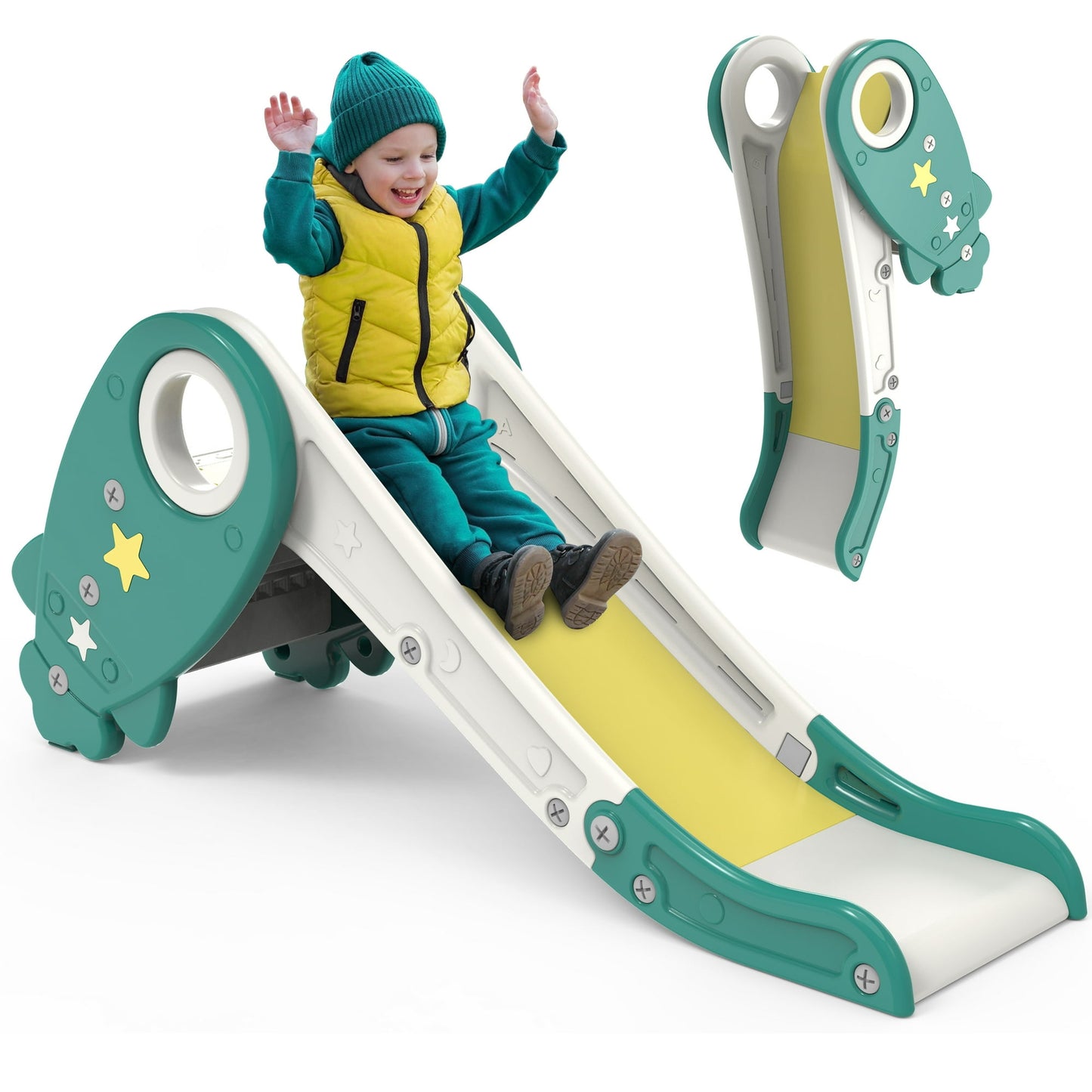 Crtynell Kids Slide, Indoor or Outdoor Slide for Toddlers, Toddler Toy Climbing Slide Playset, Handheld Game for Kids