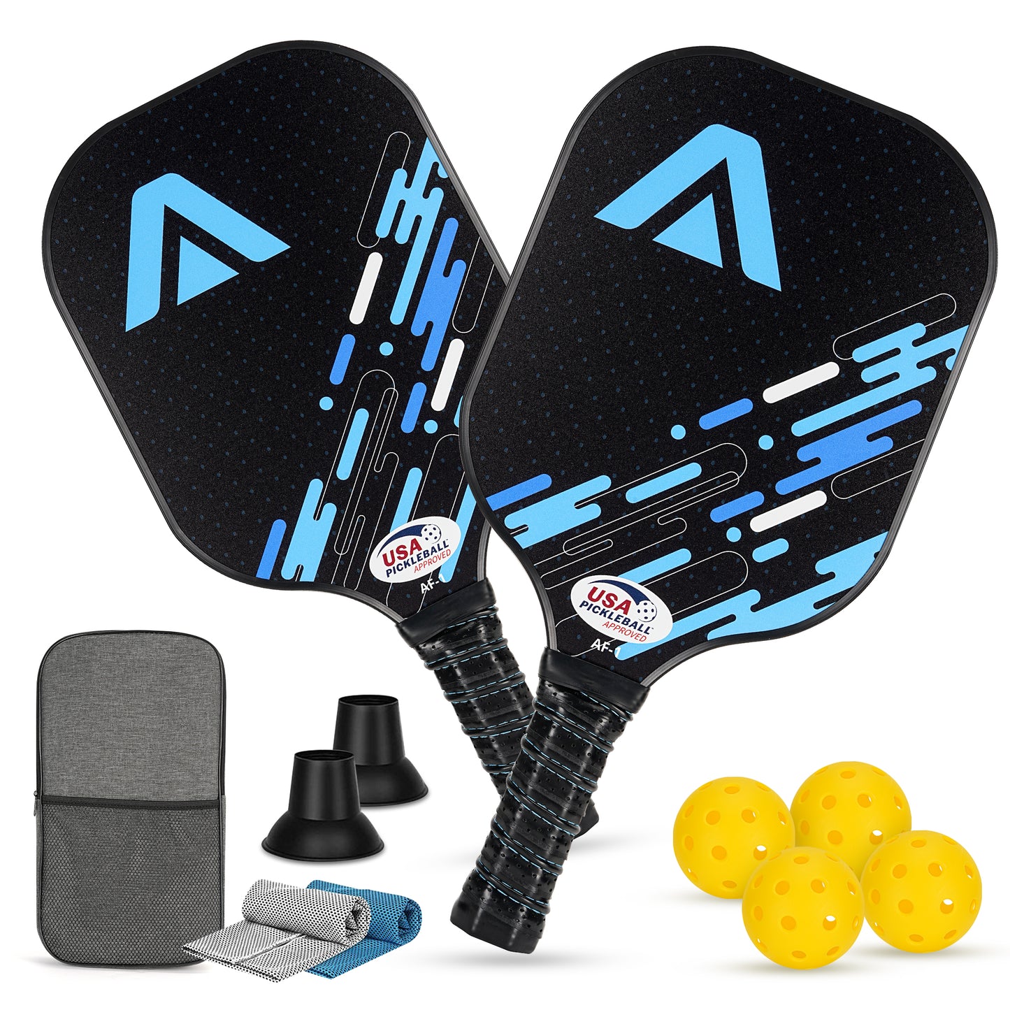 Loewten Pickleball Paddles,USAPA Approved Carbon Fiber Surface Pickleball Set of 2 with 4 Pickleball Balls for Beginners & Pros