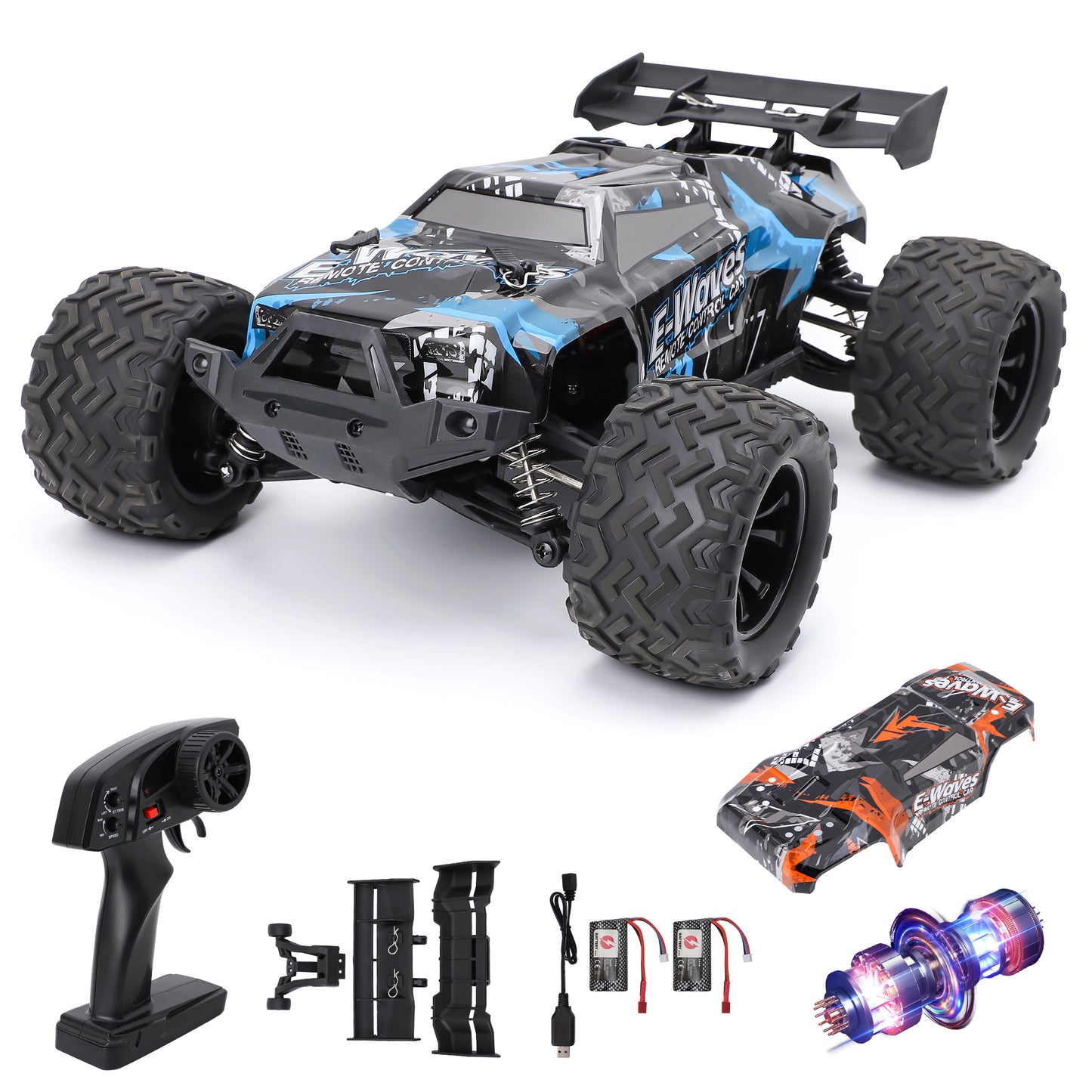 Loewten RC Cars, 1:14 Scale Ready to Run Fast Remote Control Car, High Speed Jump RC Truck with 2 Rechargeable Batteries and 2 Car Shell