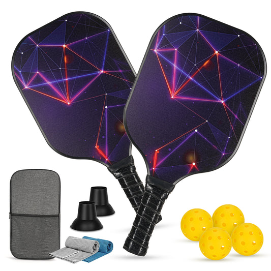 Loewten Pickleball Paddles,USAPA Approved Carbon Fiber Surface Pickleball Set of 2 with 4 Pickleball Balls for Beginners & Pros