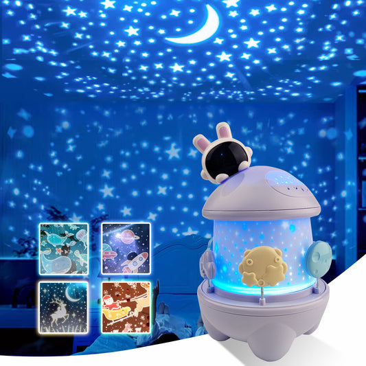 DOMQGA Night Light Projector,12 Films Soothing Sound Remote 360° Baby Night Light Projector,Birthday Christmas Gifts Kids Toys,Purple