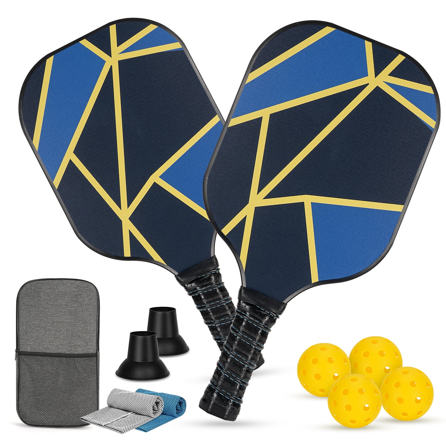 Loewten Pickleball Paddles,USAPA Approved Carbon Fiber Surface Pickleball Set of 2 with 4 Pickleball Balls for Beginners & Pros