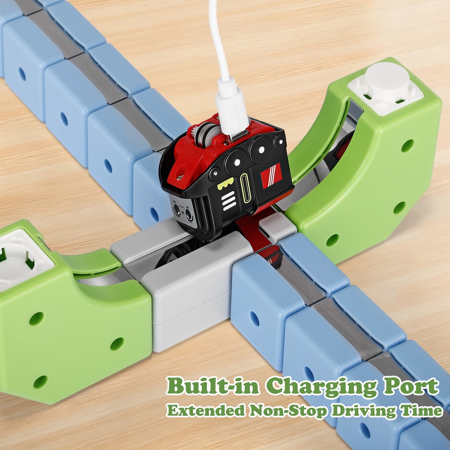 Magnetic Electric Train Set for Kids, 100Pcs Build 3D DIY Track Building Kits with Train and Traffic Signs, STEM Car Educational Toy Set for Kids, 3+ Years Old Boys & Girls Birthday