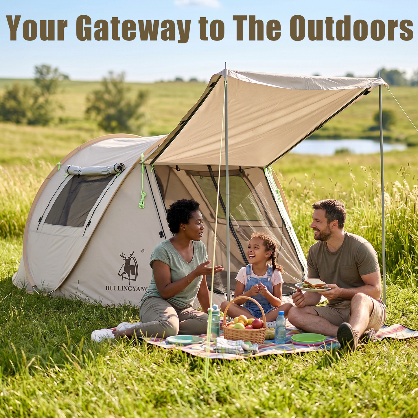 Camping Tent 4 Person Tent Instant Tent for Camping with Waterproof, Windproof, Carry Bag,Lightweight for Camping, Backpacking & Hiking Family Outdoor