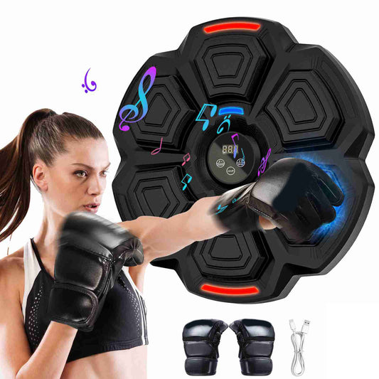 New Smart Music Boxing Machine with Boxing Gloves, Bluetooth Training Machine with LED Electronic Wall Mounted, Music Boxing Target Workout Punching Equipment for Kids and Adults
