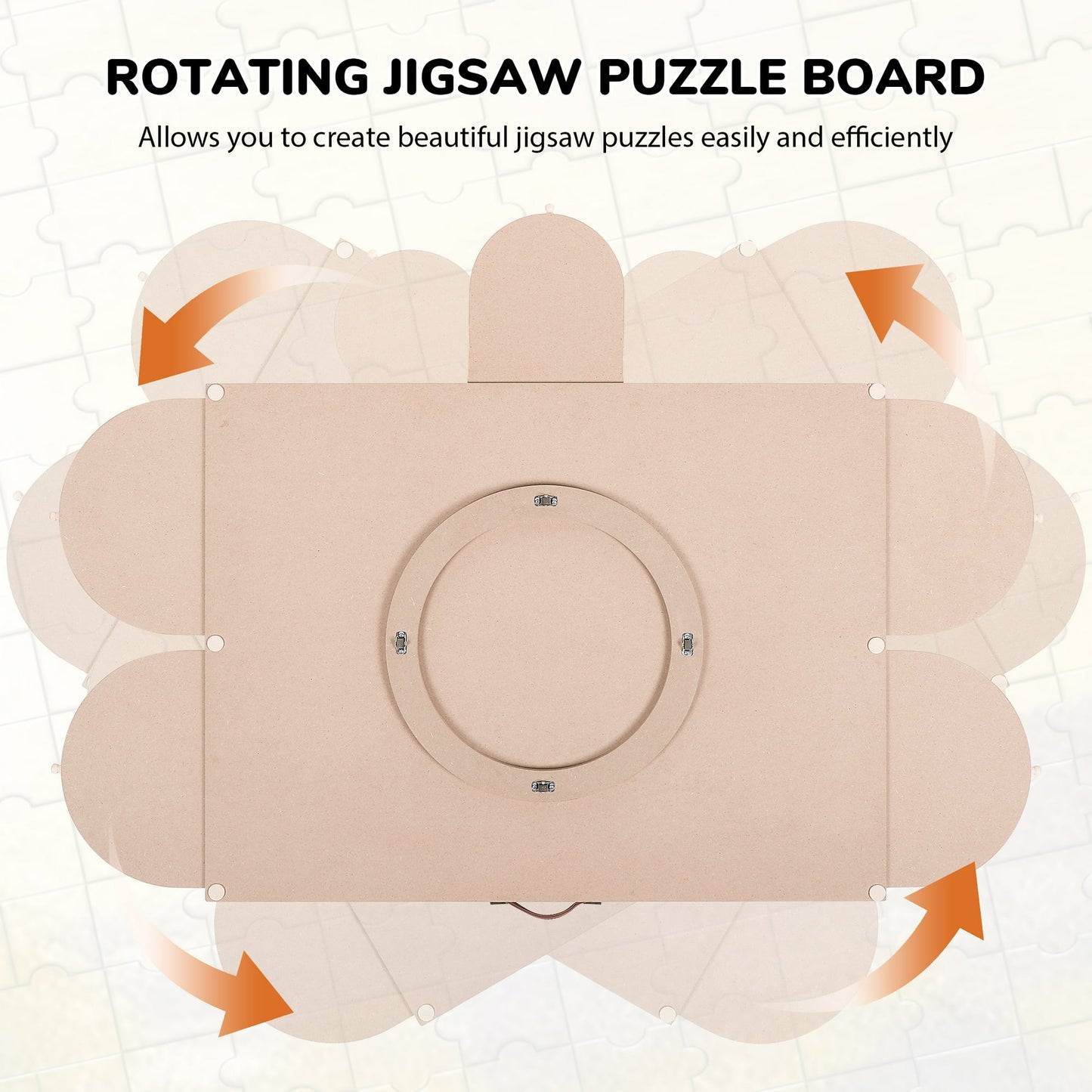 1500 Piece Puzzle Board With Drawers And Cover, 34" X 26" Wooden Rotating Jigsaw Puzzle Table, Spinning Puzzle Boards For Adults And Kids