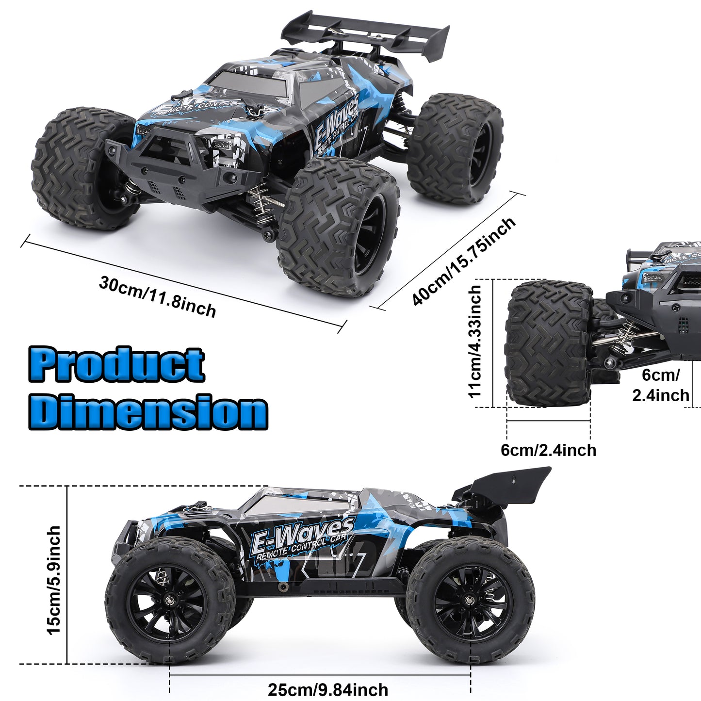 Loewten RC Cars, 1:14 Scale Ready to Run Fast Remote Control Car, High Speed Jump RC Truck with 2 Rechargeable Batteries and 2 Car Shell