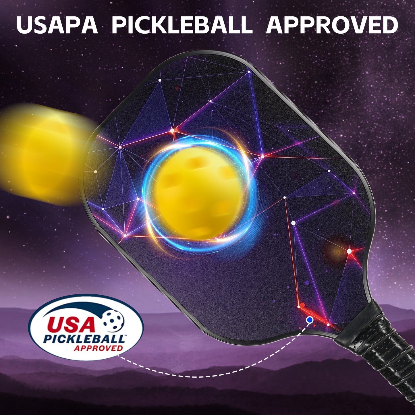 Loewten Pickleball Paddles,USAPA Approved Carbon Fiber Surface Pickleball Set of 2 with 4 Pickleball Balls for Beginners & Pros