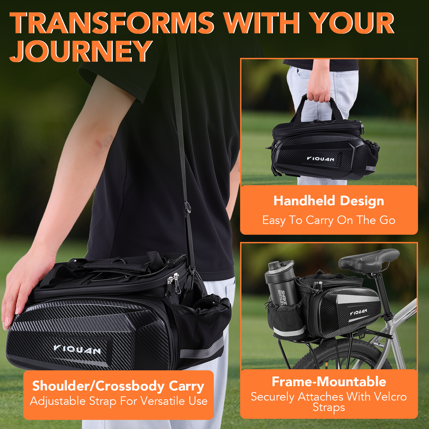 3-in-1 Bike Rack Bag Trunk Bag Waterproof Rear Seat Bag with 2 Side 31L Pannier Rear Seat Trunk BagHanging Bags Cycling Cargo Luggage Bag Pannier Shoulder Bag