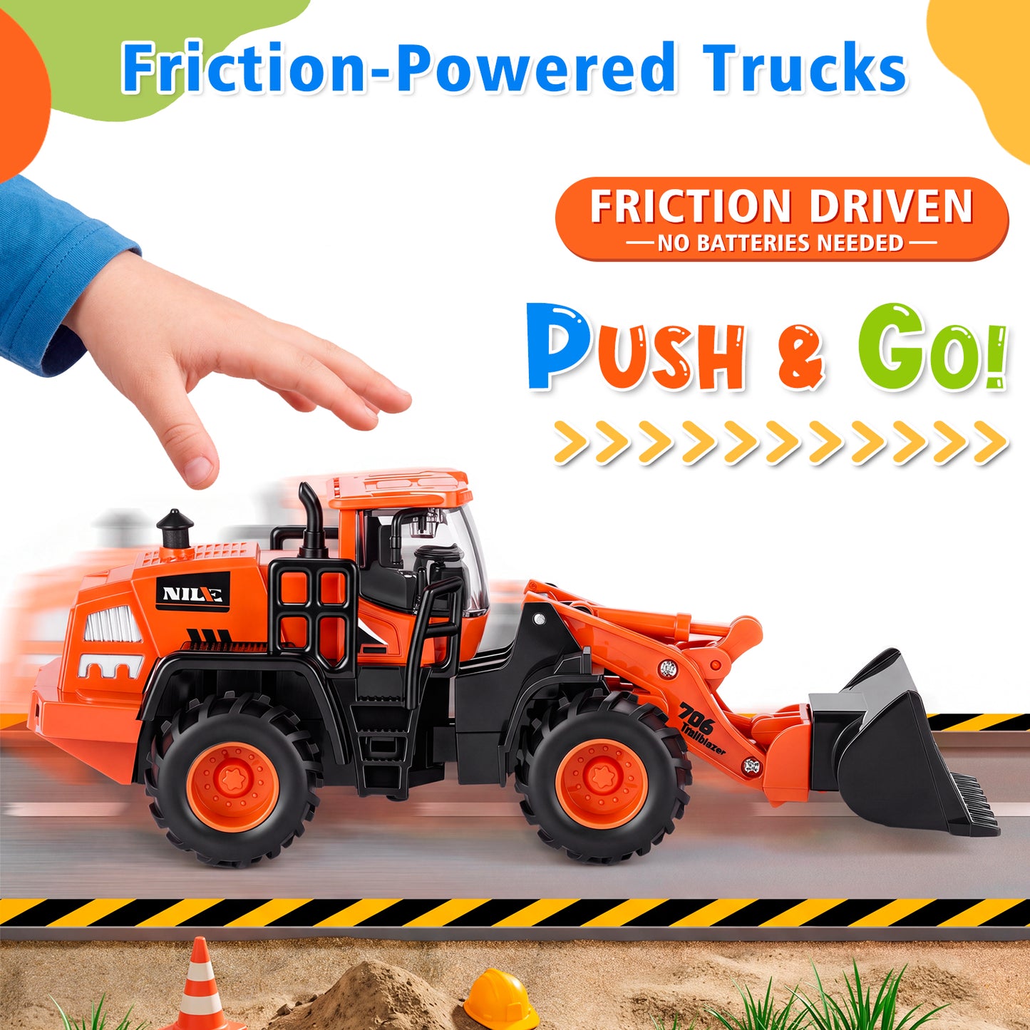 Construction Trucks Toys for Boys 3 4 5 6 Years Old, 5Pcs construction Play Car Toy,Kids Friction Powered Trucks Vehicles Sandbox Beach Excavator Toys for Boys, Birthday Gift for Toddlers