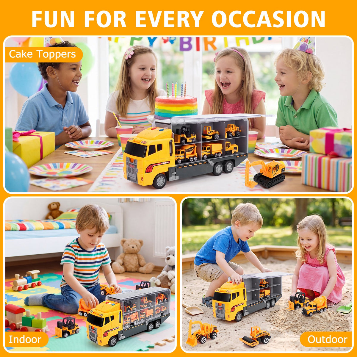 Construction Truck Toys for Toddler Boys Agees 2-8, Boy Construction Toy Truck Set with 6 Metal Construction Cars-Excavator, Road Roller, Dump Truck, Cement Truck, Forklift, Loader,Kids Gifts