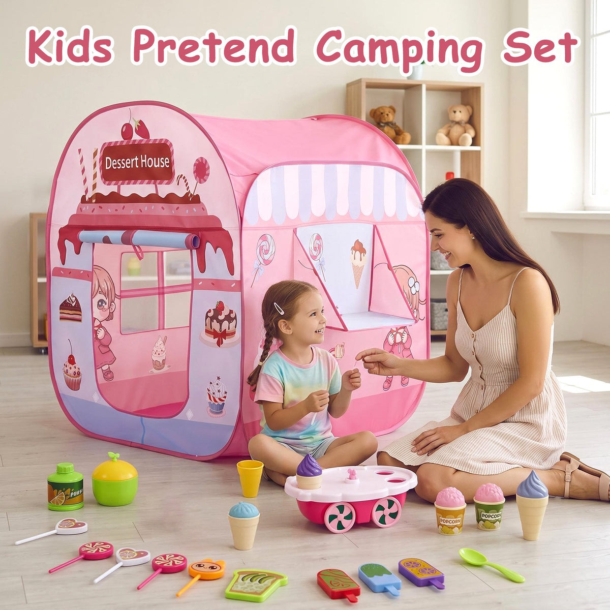 Crtynell Pop Up Play Tent, Indoor Outdoor Playhouse for Toddlers and Preschool Kids 3-6 Years Old