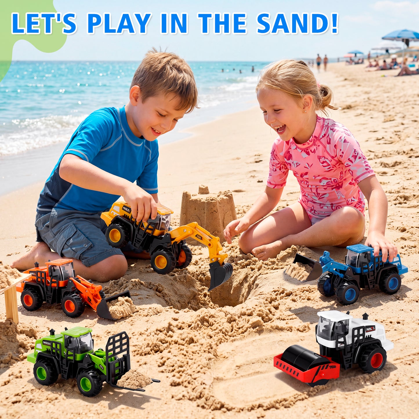 Construction Trucks Toys for Boys 3 4 5 6 Years Old, 5Pcs construction Play Car Toy,Kids Friction Powered Trucks Vehicles Sandbox Beach Excavator Toys for Boys, Birthday Gift for Toddlers