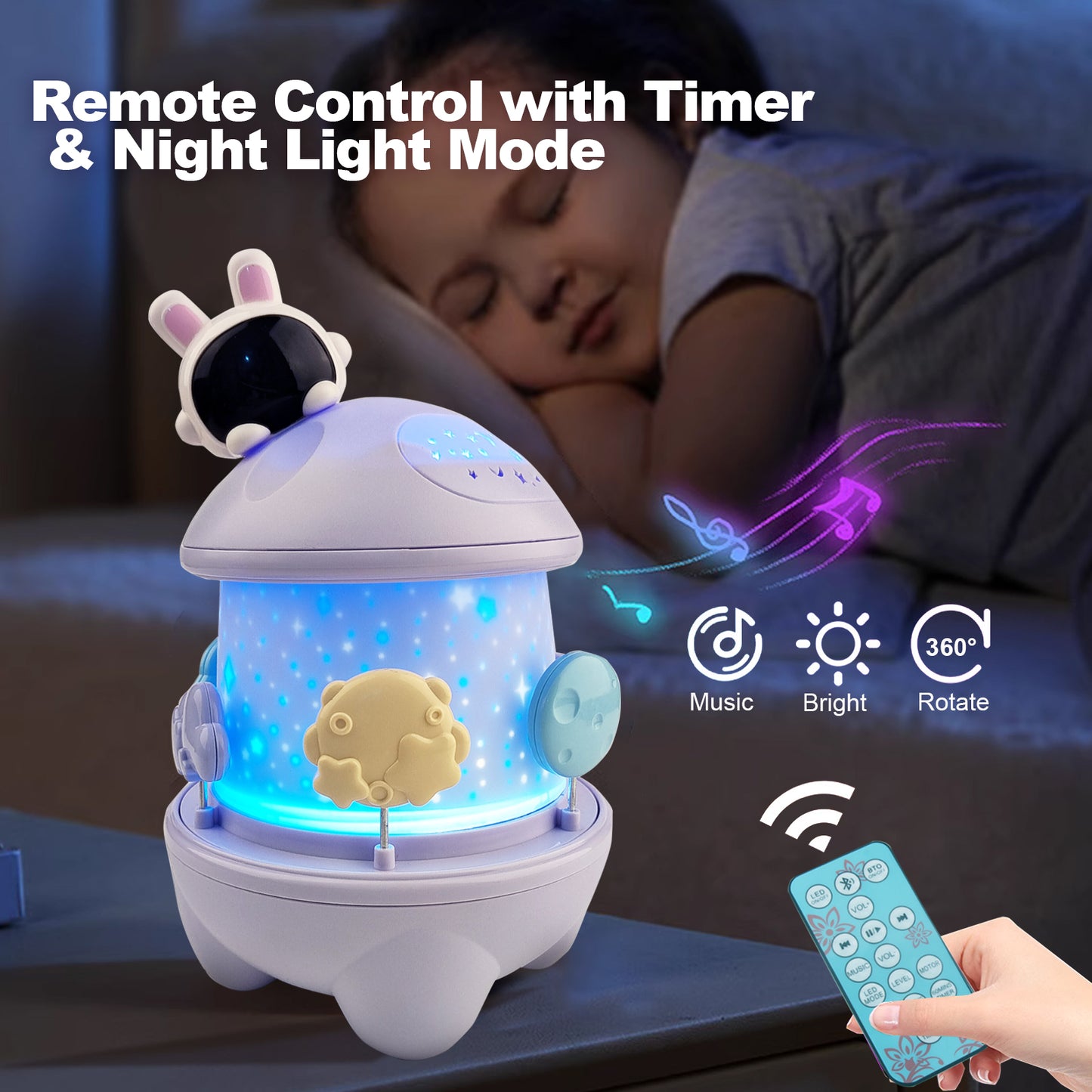 DOMQGA Night Light Projector for Kids,Soothing Sound Machine Remote Baby Night Light Projector,Birthday Christmas Gifts Kids Toys，Purple