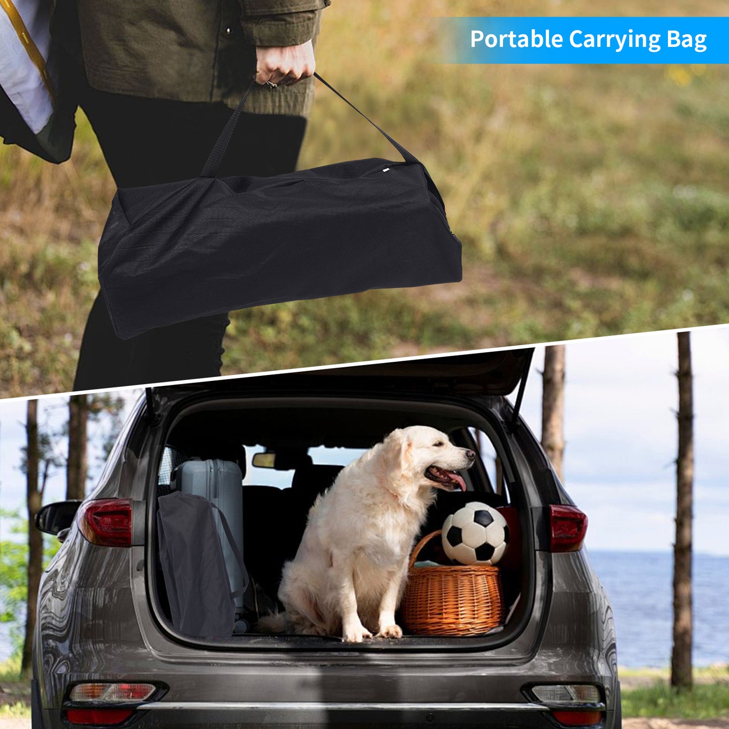 Loewten Camping Table with Adjustable Height 22"-30, Wide Feet, Storage & Carrying Bags for Picnic, BBQ, Beach, Backyard, Party