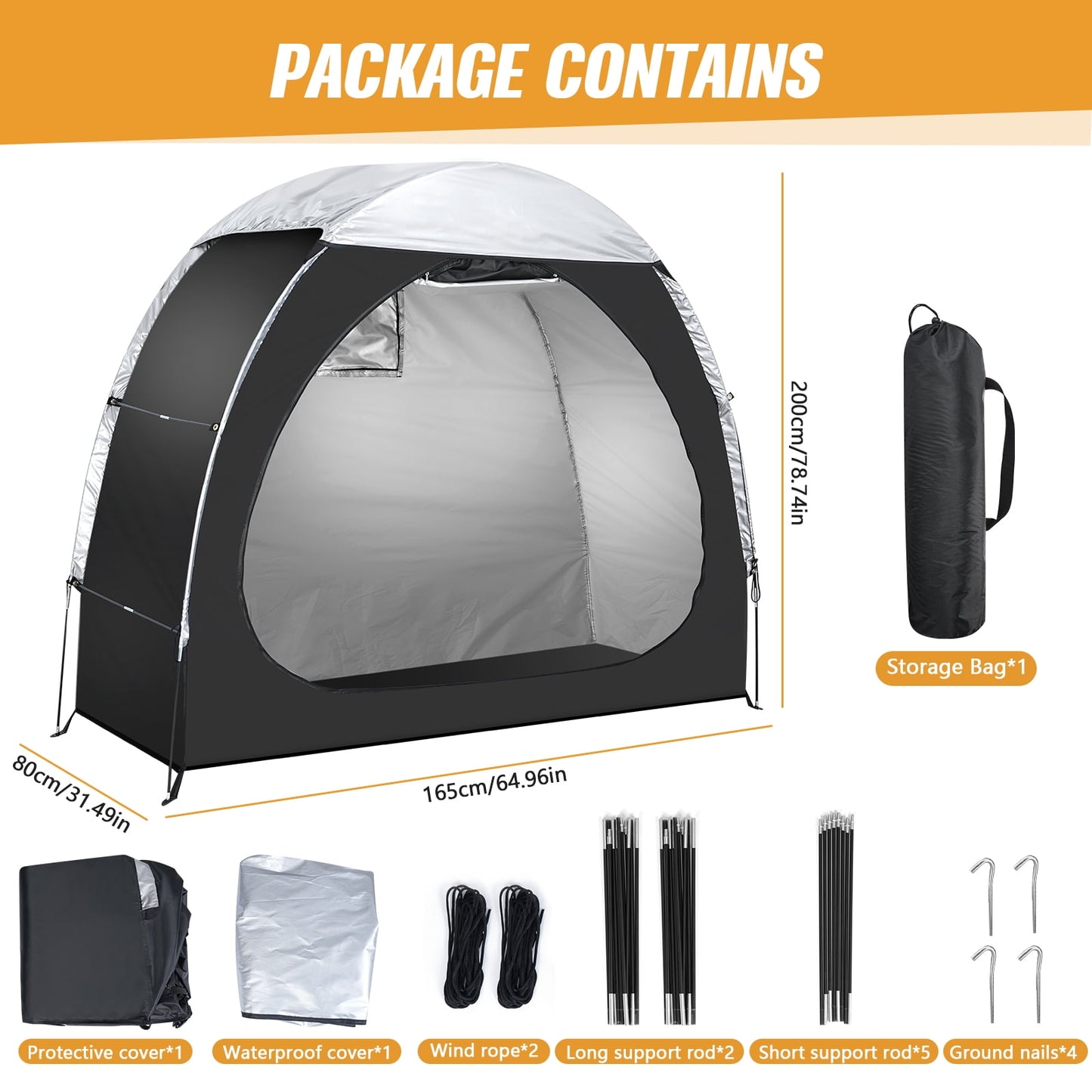 Waterproof Bike Storage Tent Outdoor Portable Shed Cover Garden Backyard Storage