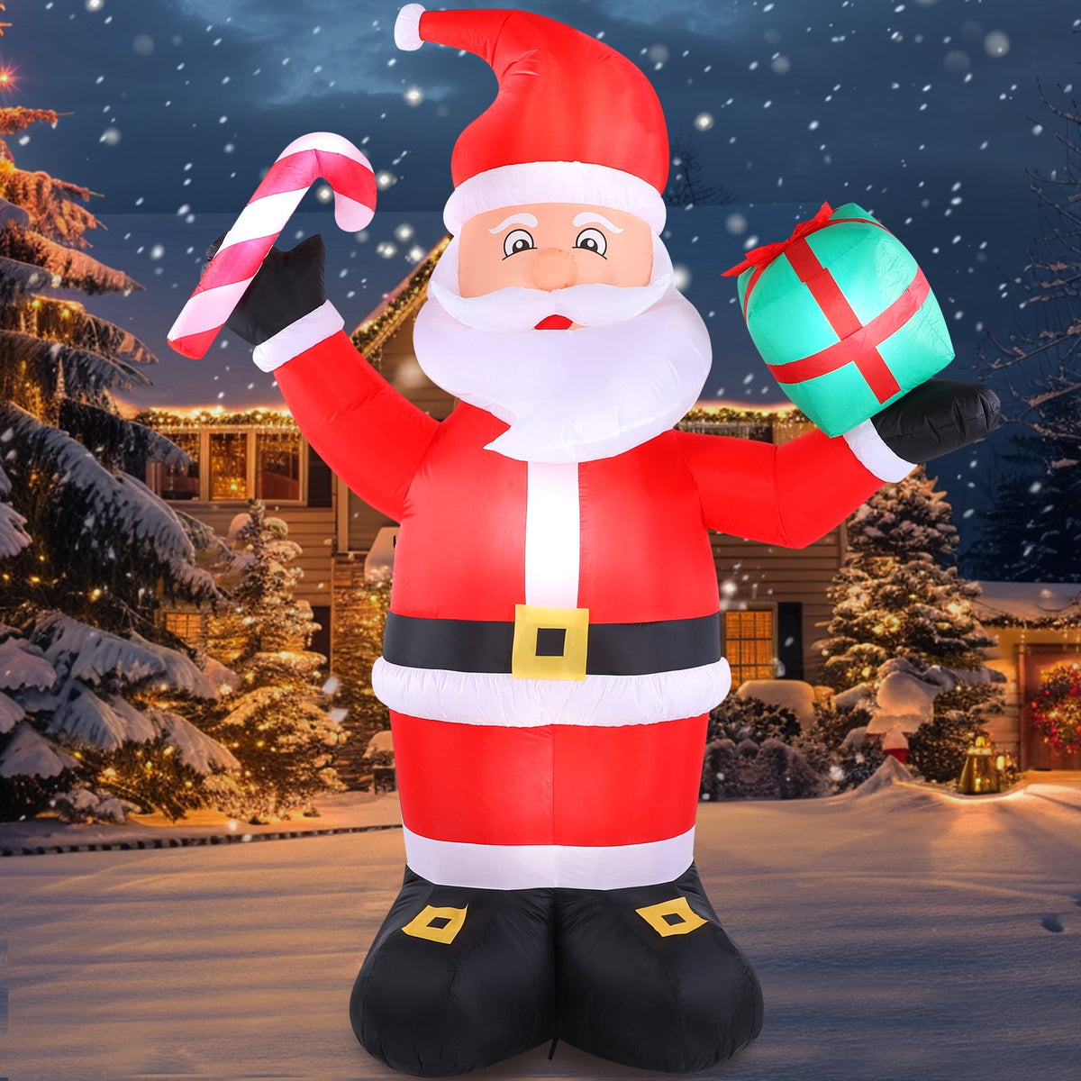 KALNUR 8 FT Christmas Inflatable Santa Claus Outdoor Decorations, Built-in LED Light, Xmas Outside Decor for Yard Garden Lawn
