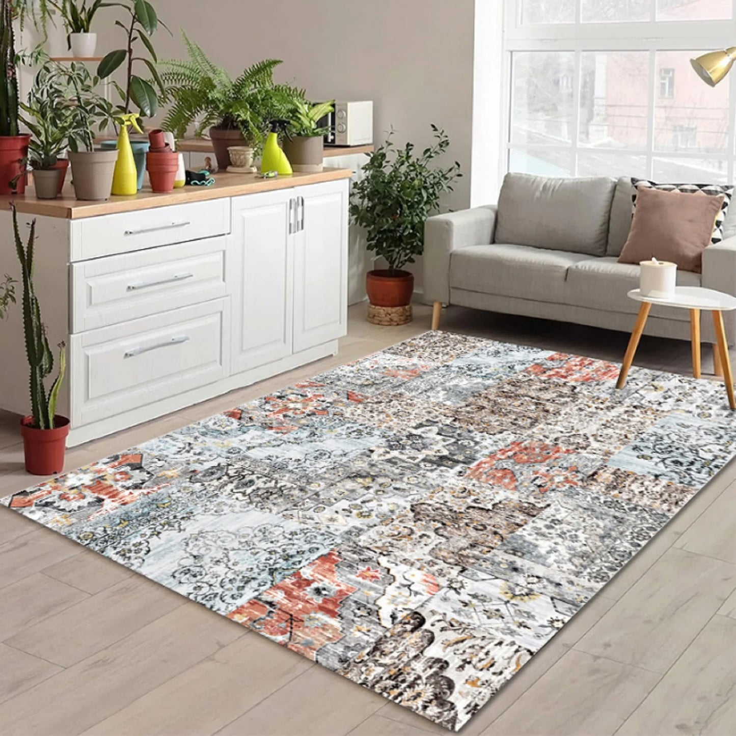 8'x10' Area Rugs for Living Room Modern Abstract Area Rugs Machine Washable Rugs Indoor Distressed Rugs Bedroom Dining Room Kitchen Aesthetic Home Decor Soft Non Slip Carpet (Motley)