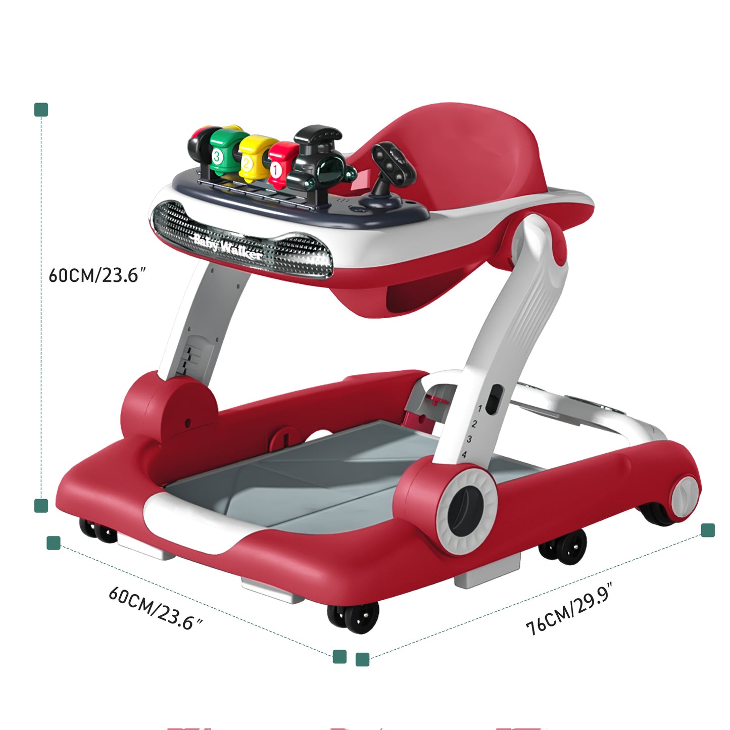 Loewten Baby Walker, 3 in 1 Music and Lights Baby Jumper, Music Bouncer Walkers for Boys Girls Babies 6-18 Months, Red