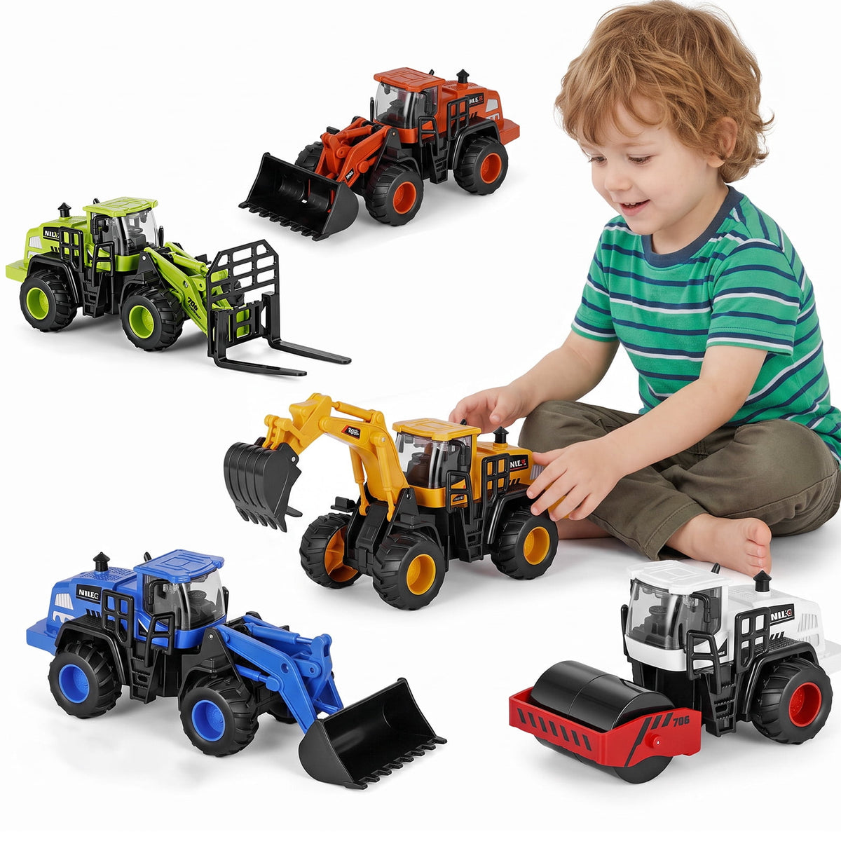 Construction Trucks Toys for Boys 3 4 5 6 Years Old, 5Pcs construction Play Car Toy,Kids Friction Powered Trucks Vehicles Sandbox Beach Excavator Toys for Boys, Birthday Gift for Toddlers