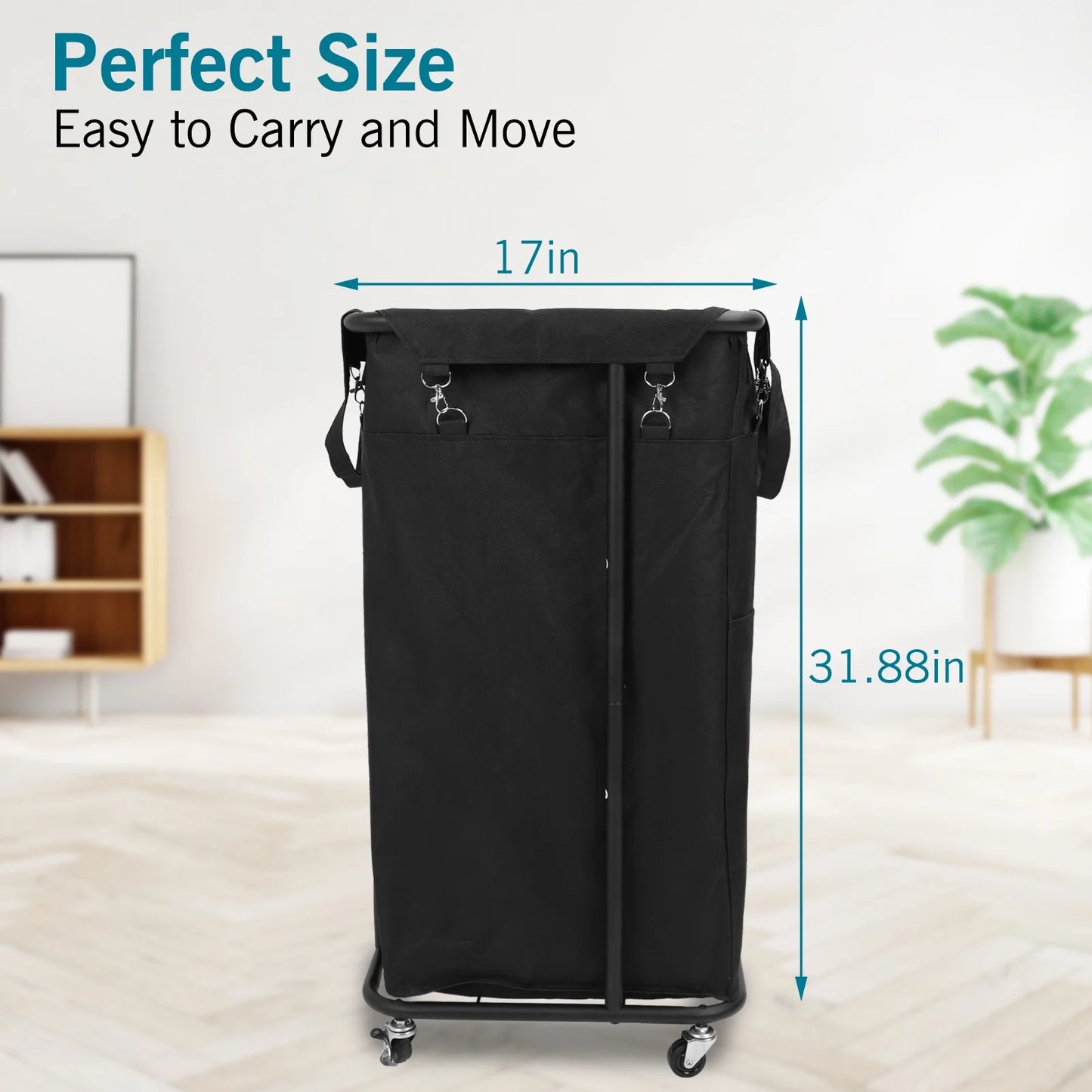 Crtynell Laundry Hamper with 4 Wheels,100L Rolling Laundry Basket,600D Oxford Fabric Round Laundry Cart,Steel Frame and Removable Laundry Bag