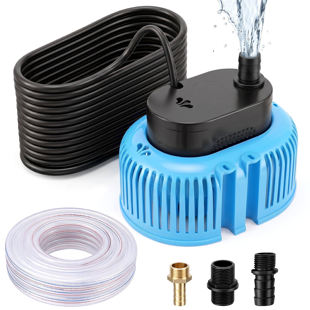 Crtynell Pool Cover Pump Above Ground, Automatic Water Sensor Pump with 3 Adapters, Sump Pump for Pool Draining, Pump Water Remover, Pool Cover Water Removal Pump, 16ft Hose & 25 ft Power Cord