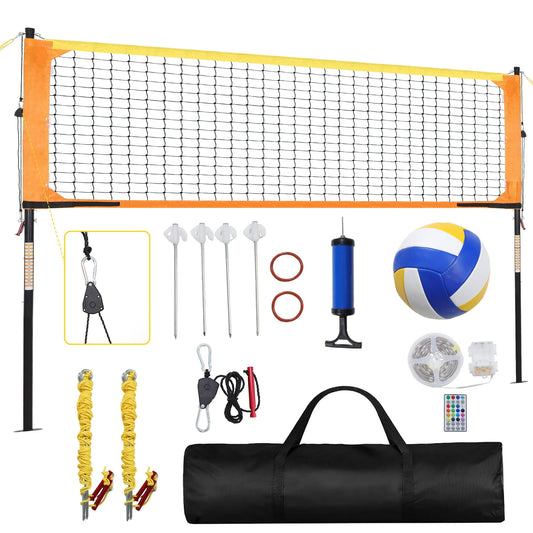 Heavy Duty Volleyball Net Outdoor With Anti-Sag System, Adjustable Aluminum Poles, Professional Volleyball Nets Set For Backyard And Beach, Volleyball And Carrying Bag